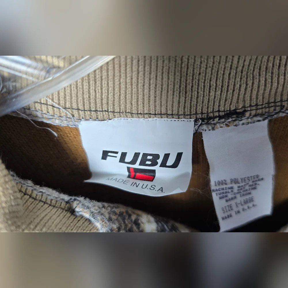 VINTAGE FUBU The Collection Shirt/Sweater LS Men's Adult Extra Large Brown Tan - Picture 6 of 13